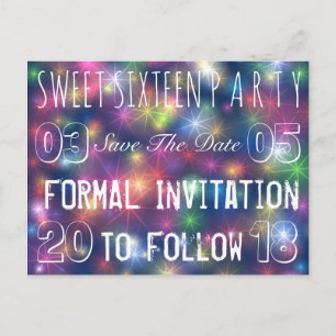 Cartão Postal De Anúncio Doce 16 Festa de aniversário Salve As Estrelas De