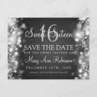 Doce 16 "Salvar a data" Luzes cintilantes Prata