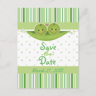 Cartão Postal De Anúncio Dois Ervilhas em um Chá de fraldas de Gêmeos de Po