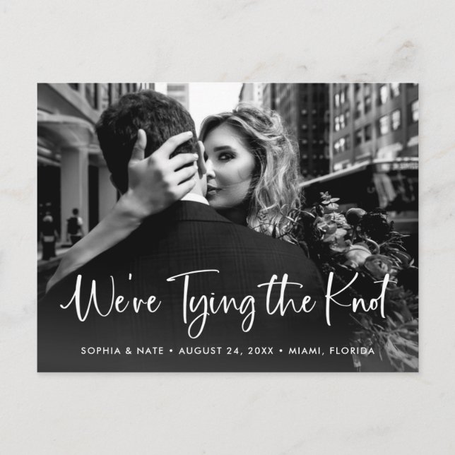 Cartão Postal De Anúncio Dois Fotos | Letra Branca Casando (Frente)