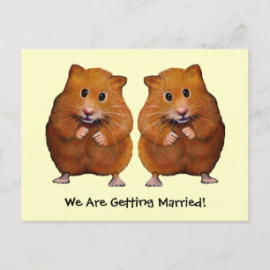 CARTÃO POSTAL DE ANÚNCIO DOIS HAMSTERS: SALVAR DATA: CASAMENTO