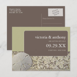 Cartão Postal De Anúncio Dólar de areia em renda, salva data de casamento v