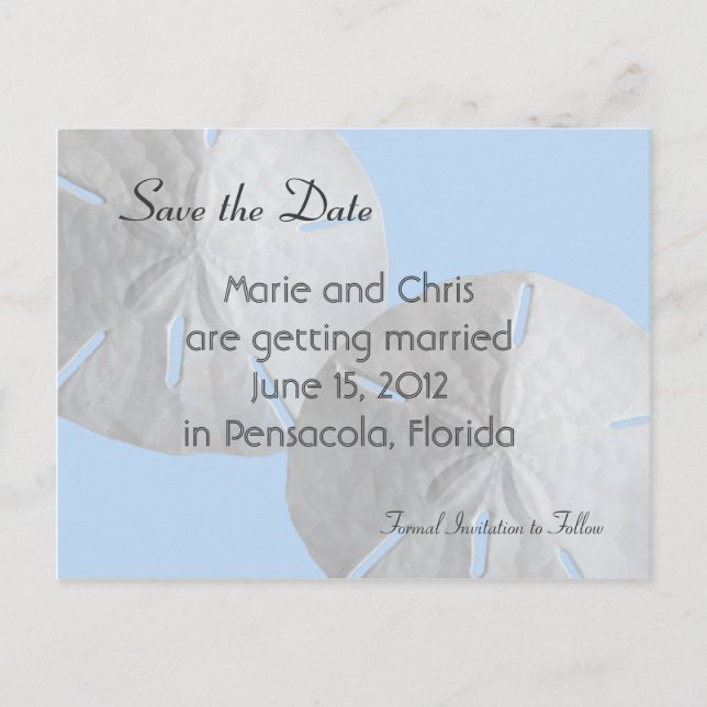 Cartão Postal De Anúncio Dólar de areia Salve o Casamento do Tema da Praia  (Frente)