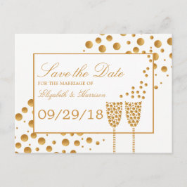 Cartão Postal De Anúncio Dourada Bolhas De Champanhe Salva A Data