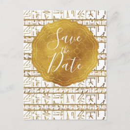 Cartão Postal De Anúncio Dourado Branco Egípcio Egito Glam Salve a Data