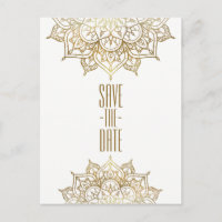 Dourado Mandala & White Elegant Chic Salvar a Data