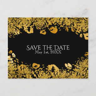 Cartão Postal De Anúncio Dourado & Preto Exótico Selve Cheetah Salvar a Dat
