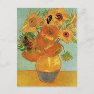 Cartão Postal De Anúncio Doze Girassóis de Van Gogh, Antigo Save the Date