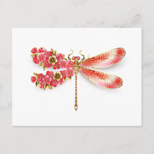 Cartão Postal De Anúncio Dragonfly com joalheria sakura