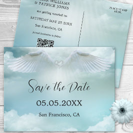 Cartão Postal De Anúncio Dream Cloud Angel Wings Código QR Salvar Data