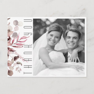 Cartão Postal De Anúncio Dreamy Foliage Wedding Obrigado Burgundy ID817