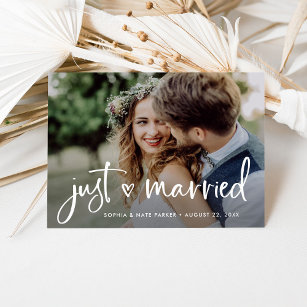 Cartão Postal De Anúncio Duas Fotografias   Coração Branco e Recem casados 