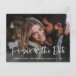 Cartão Postal De Anúncio Duas Fotos   Coração Branco e Alteração da Data no