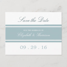 Cartão Postal De Anúncio Duck Egg Blue Modern Wedn Casamento Salvar Data