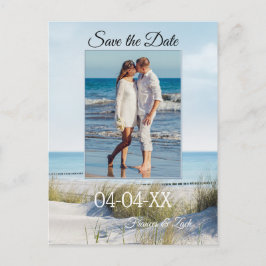 Cartão Postal De Anúncio Dunes and Beach Photo Save the Date Postcard
