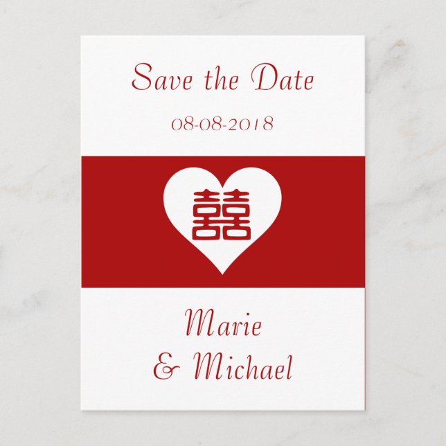 Cartão Postal De Anúncio Dupla Felicidade - Coração Vermelho Ousado (Frente)