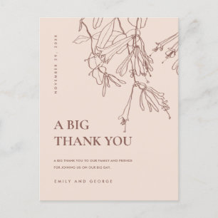 CARTÃO POSTAL DE ANÚNCIO DUSKY BLUSH LINE DESENHANDO CASAMENTO FLORAL OBRIG