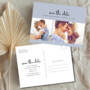 Cartão Postal De Anúncio Dusty Blue Photo Weding Date
