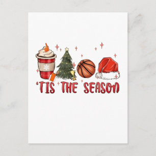Cartão Postal De Anúncio É a Temporada Basquete de Natal