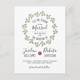Cartão Postal De Anúncio É a Temporada Salve a Data do Casamento de Natal
