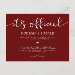 Cartão Postal De Anúncio É Casamento Oficial de Elopement