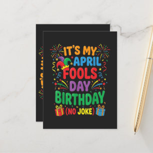 Cartão Postal De Anúncio É Meu Aniversário do Dia da Mentira e Não É Brinca