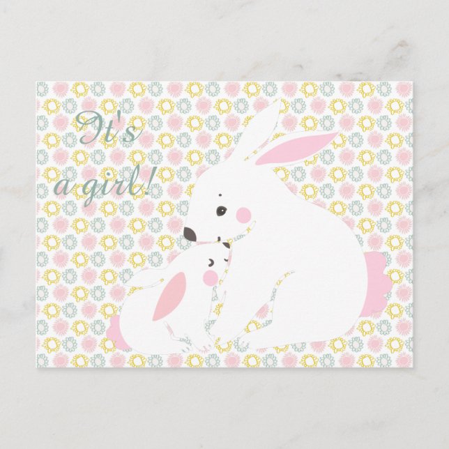 Cartão Postal De Anúncio É uma garota! Cartão-postal de mãe e bebê bonitos (Frente)