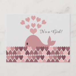Cartão Postal De Anúncio É uma Menina! Baleia Rosa Fofa