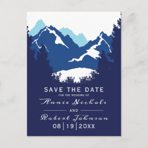 Cartão Postal De Anúncio Economias azuis do casamento no inverno da