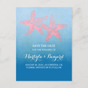Cartão Postal De Anúncio Economias azuis do ombre do casal coral da estrela