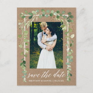 Cartão Postal De Anúncio Economias botânicas da caligrafia a data Kraft