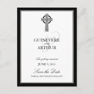 Cartão Postal De Anúncio Economias clássicas do casamento da cruz celta a