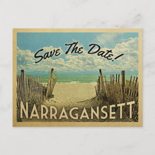 Cartão Postal De Anúncio Economias da praia de Narragansett o vintage da