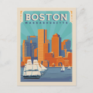 Cartão Postal De Anúncio Economias de Boston, Massachusetts   a data