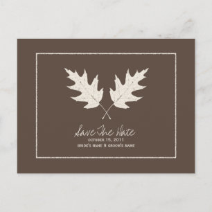 Cartão Postal De Anúncio Economias de Brown do casamento outono as folhas