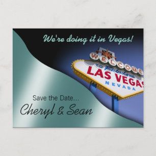Cartão Postal De Anúncio Economias de Las Vegas a data (aqua metálico)