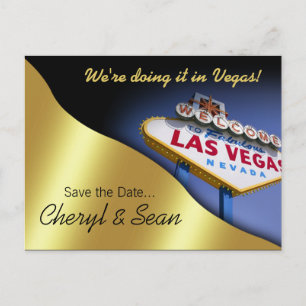 Cartão Postal De Anúncio Economias de Las Vegas a data (ouro metálico)