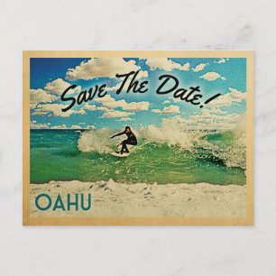 Cartão Postal De Anúncio Economias de Oahu surfar de Havaí da data