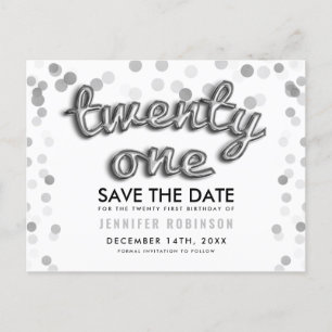 Cartão Postal De Anúncio Economias do aniversário de 21 anos o brilho do