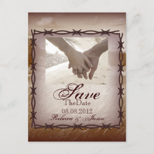 Cartão Postal De Anúncio economias do casamento do país ocidental do arame