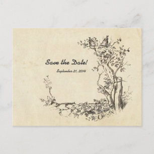 Cartão Postal De Anúncio Economias do creme dos pássaros do vintage a data