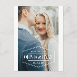 Cartão Postal De Anúncio Economias elegantes do casamento da foto a data