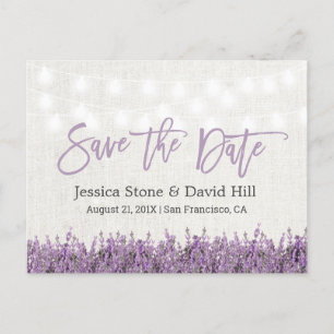 Cartão Postal De Anúncio Economias florais do casamento da lavanda elegante