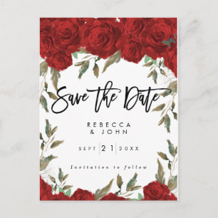 Cartão Postal De Anúncio economias florais do casamento das rosas vermelhas