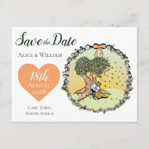 Cartão Postal De Anúncio Economias lunáticas do tema do casamento do coelh