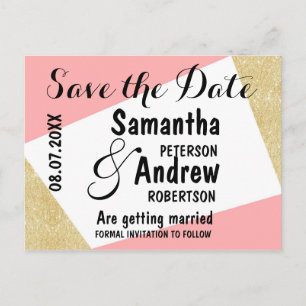 Cartão Postal De Anúncio Economias modernas cor-de-rosa Dourados do bloco