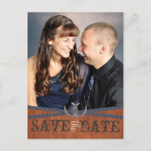 Cartão Postal De Anúncio Economias ocidentais & escuras azuis da madeira a