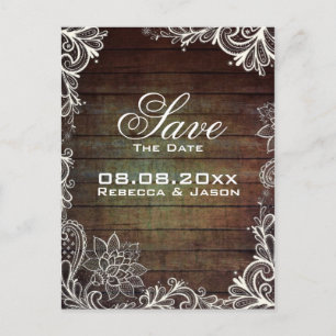 Cartão Postal De Anúncio economias rústicas do casamento do país do laço