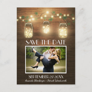 Cartão Postal De Anúncio Economias rústicas do frasco de pedreiro da foto