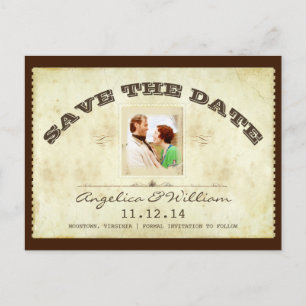 Cartão Postal De Anúncio economias velhas da foto do bilhete do vintage os